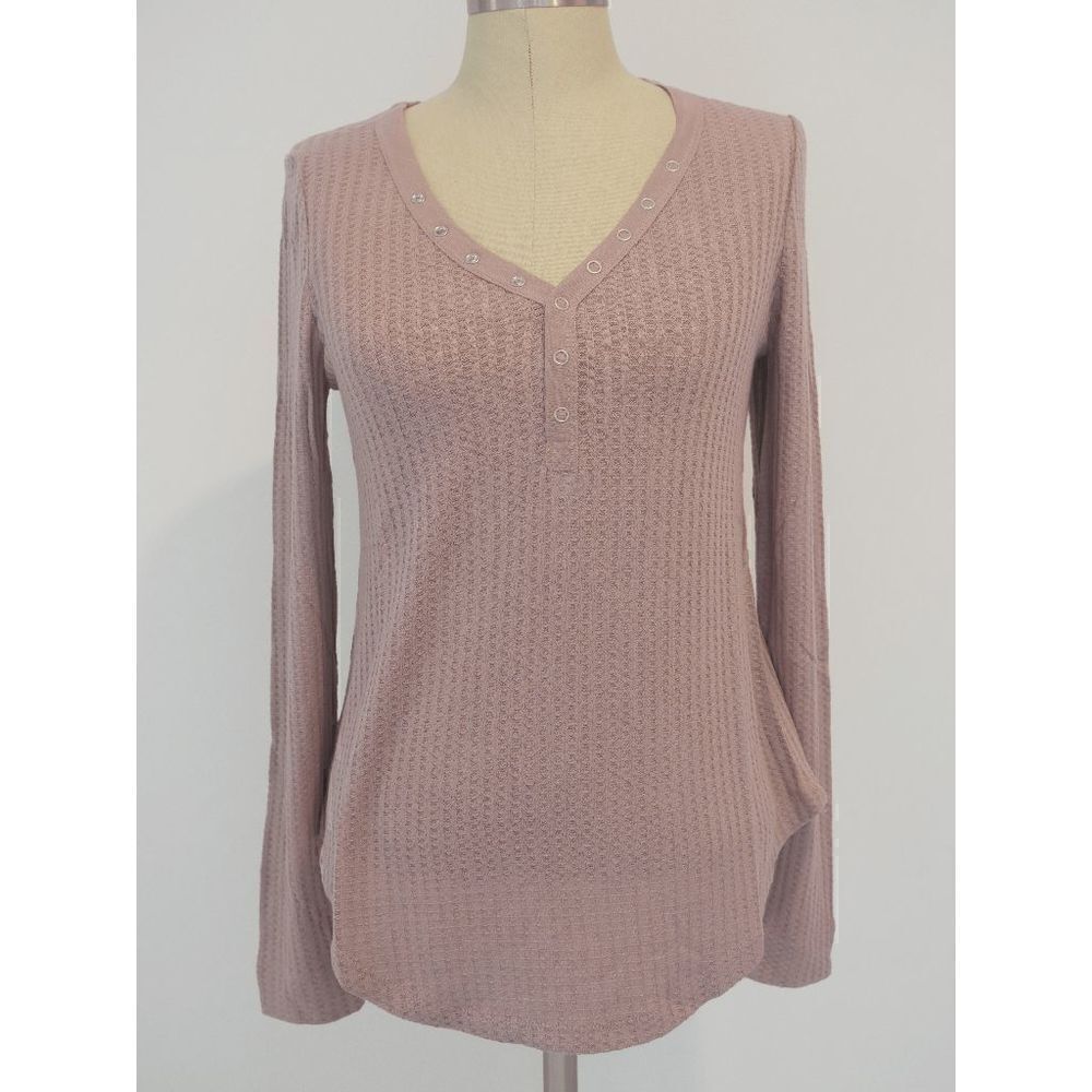 CHASER Women's Long Sleeve Textured Shirt Lilac Size M